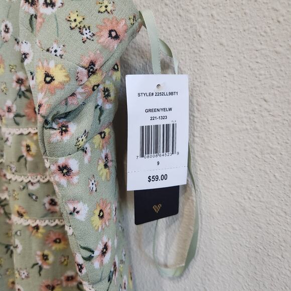 City Triangle Floral Halter Neck Skater Dress Back Zip Green Yellow Size 8 - Picture 9 of 11